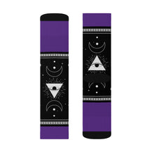 Load image into Gallery viewer, 10 Moon Pyramid Purple Socks by Calico Jacks
