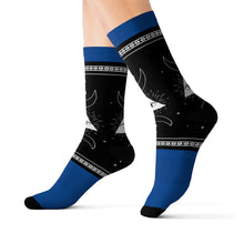 Load image into Gallery viewer, 4 Moon Pyramid Blue Socks by Calico Jacks
