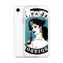 Load image into Gallery viewer, e iPhone Case Pirate Blue Stamp design by Calico Jacks
