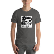 Load image into Gallery viewer, grey 100% Cotton T-Shirt Mexican Woman Black design by Calico Jacks
