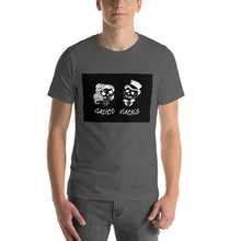 Load image into Gallery viewer, grey 100% Cotton T-Shirt Mex Couple Black design by Calico Jacks

