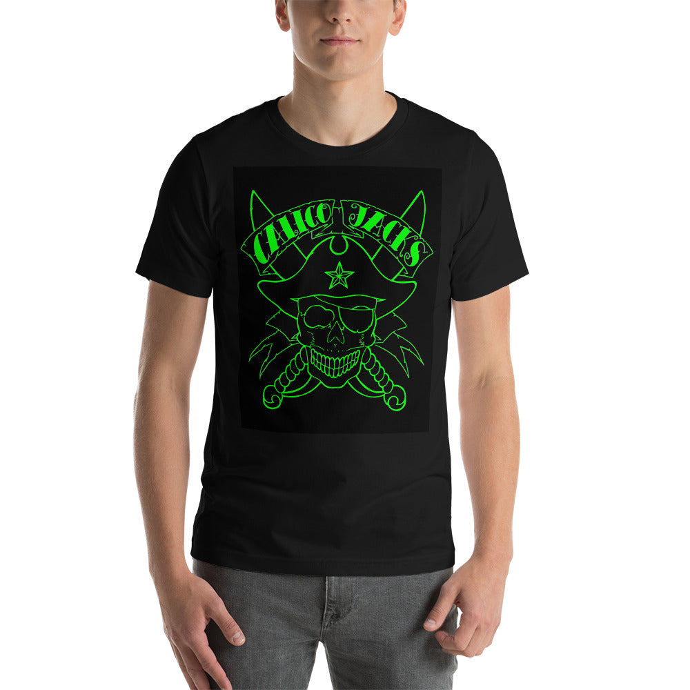 100% Cotton T-Shirt Skull Green design by Calico Jacks