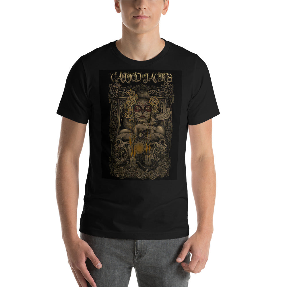 black 100% Cotton T-Shirt Mortal design by Calico Jacks