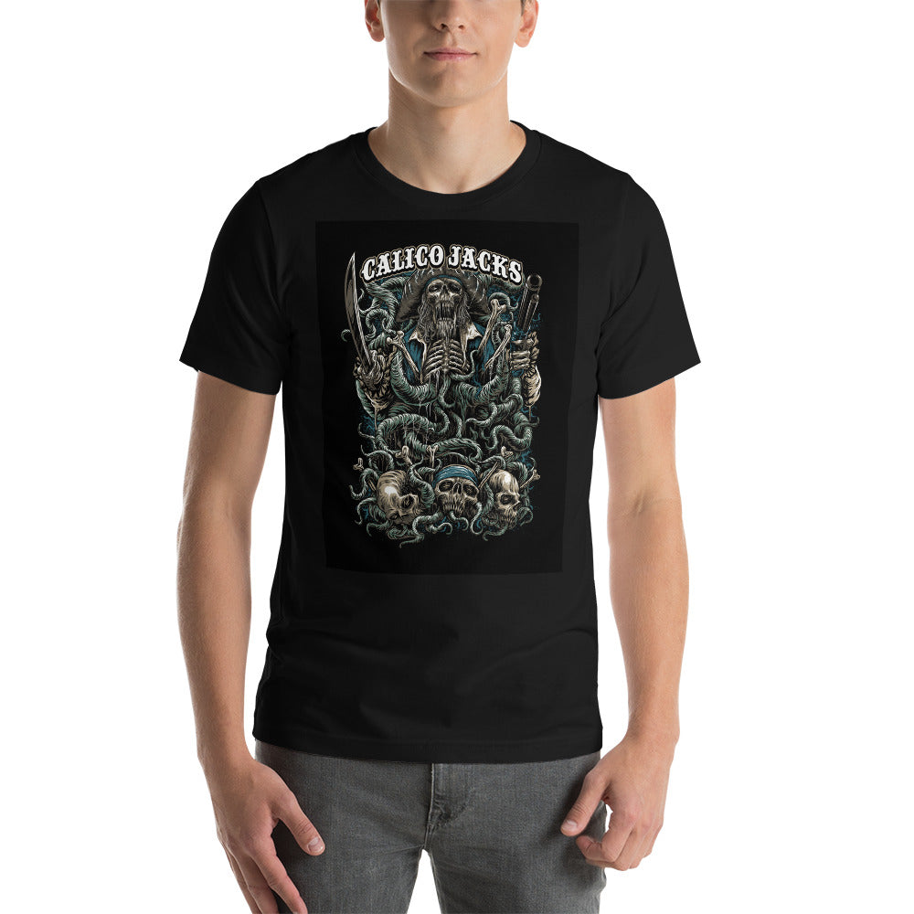 black 100% Cotton T-Shirt Commander Pirate theme design by Calico Jacks