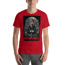 Load image into Gallery viewer, red 100% Cotton T-Shirt Cruciface horror theme design by Calico Jacks
