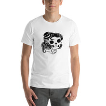Load image into Gallery viewer, white 100% Cotton T-Shirt Mexican Woman Black design by Calico Jacks
